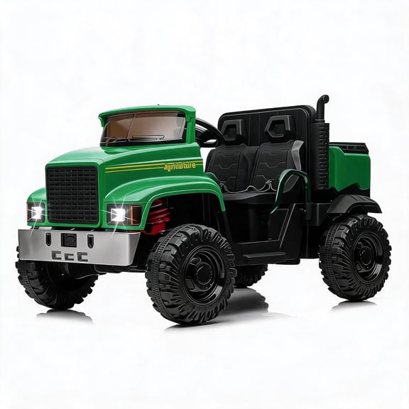 2-Seater 24V Ride-On Tractor, 4x200W Motors, Remote Control, 3 Speeds, EVA Tires, Storage Compartment, Spring Suspension, for Ages 3-8,Green