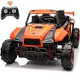 thumbnail image 1 of 2 Seater 24V Ride on Toys for Big Kids, 4WD Powered Ride on UTV for Boys Girls, Ride on Cars with Remote Control, Music, LED Light, Spring Suspension, 4 Wheeler Electric Cars for Kids 3-6, Orange, 1 of 7