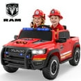 thumbnail image 1 of 24V Kids Ride on Fire Truck, Licensed RAM 1500 2 Seater Ride on Car with Remote Control, Bluetooth, LED Lights, Trunk Storage, 4 Wheel Suspension, Ride on Toys for Big Kids Boys Girls Ages 3-8, Red, 1 of 11
