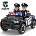 thumbnail image 1 of 24V Kids Ride on Police Car, Licensed RAM 1500 2 Seater Ride on Car with Remote Control, Bluetooth, LED Lights, Trunk Storage, 4 Wheel Suspension, Ride on Toys for Big Kids Boys Girls Ages 3-8, Black, 1 of 11