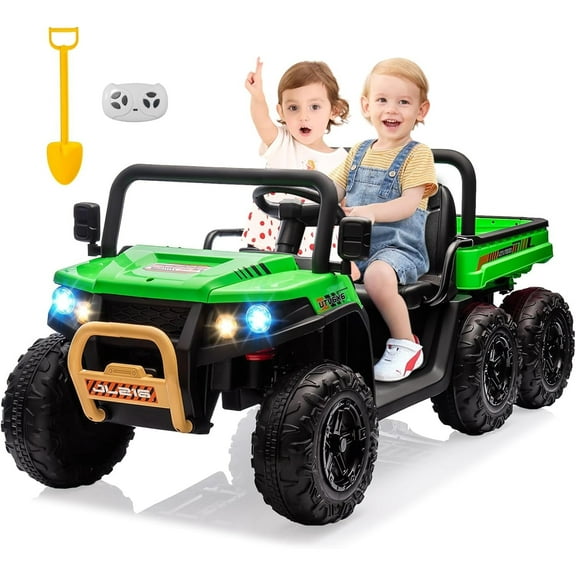 2 Seater 4WD Ride on Car for Kids with Remote Control, 24V Ride on Dump Truck(Green)