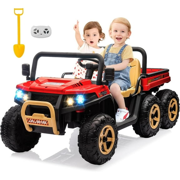 2 Seater 4WD Ride on Car for Kids with Remote Control, 24V Ride on Dump Truck(Red)