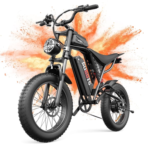Electric Bike for Adults, 20×4.0" Fat Tires with Peak 1000W Motor 15.6 AH Battery Up to 45 Miles Range and 30MPH Max Speed, Dual Disc Brakes Dirt Ebike Full Suspension and 7-Speed