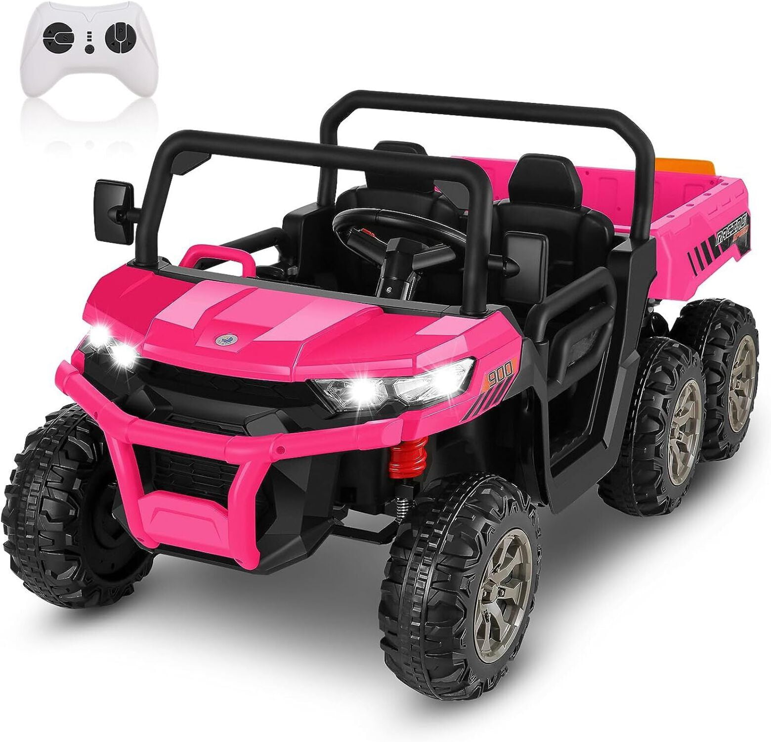 Pink 24V Kids Ride-On Truck with Remote Control and Electric Dump Bed
