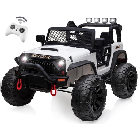 ???????????? 2 Seater Kids Ride on Car with Remote Control, 24V 4WD Electric Kids Jeep Vehicle Toys w/Bluetooth, MP3, USB, Music, Volume Adjustment, Light control & Power Display For Kids Age3