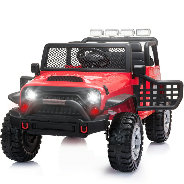 2 Seater Kids Ride on Truck with Remote Control, Music, 12V Children Electric Jeep Car