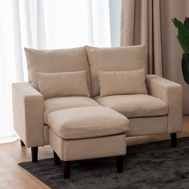 2 Seater Loveseat Sofa Couch with Ottoman Option For Apartment