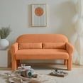 thumbnail image 1 of 2-Seater Modern Boucle Loveseat with Solid Wood Frame,Leisure Sofa Chair with Lumbar Pillows,Cozy Armchair for Living room, Orange, 1 of 8
