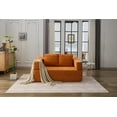 thumbnail image 1 of 2 Seater Modern Minimalist Sofa with Wide Armrest, Fold-Out Sofa Bed, Convertible Chair Floor Couch & Sleeping Mattress for Living Room, Bedroom and Apartment, Removable Backrest, Orange, 1 of 9