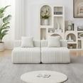 thumbnail image 1 of 2-Seater Modular Loveseat with 2 Pillows, 2-Piece Cloud Couch with Plush Cushions, Compact Fabric Sofa for Small Spaces (Beige), 1 of 11