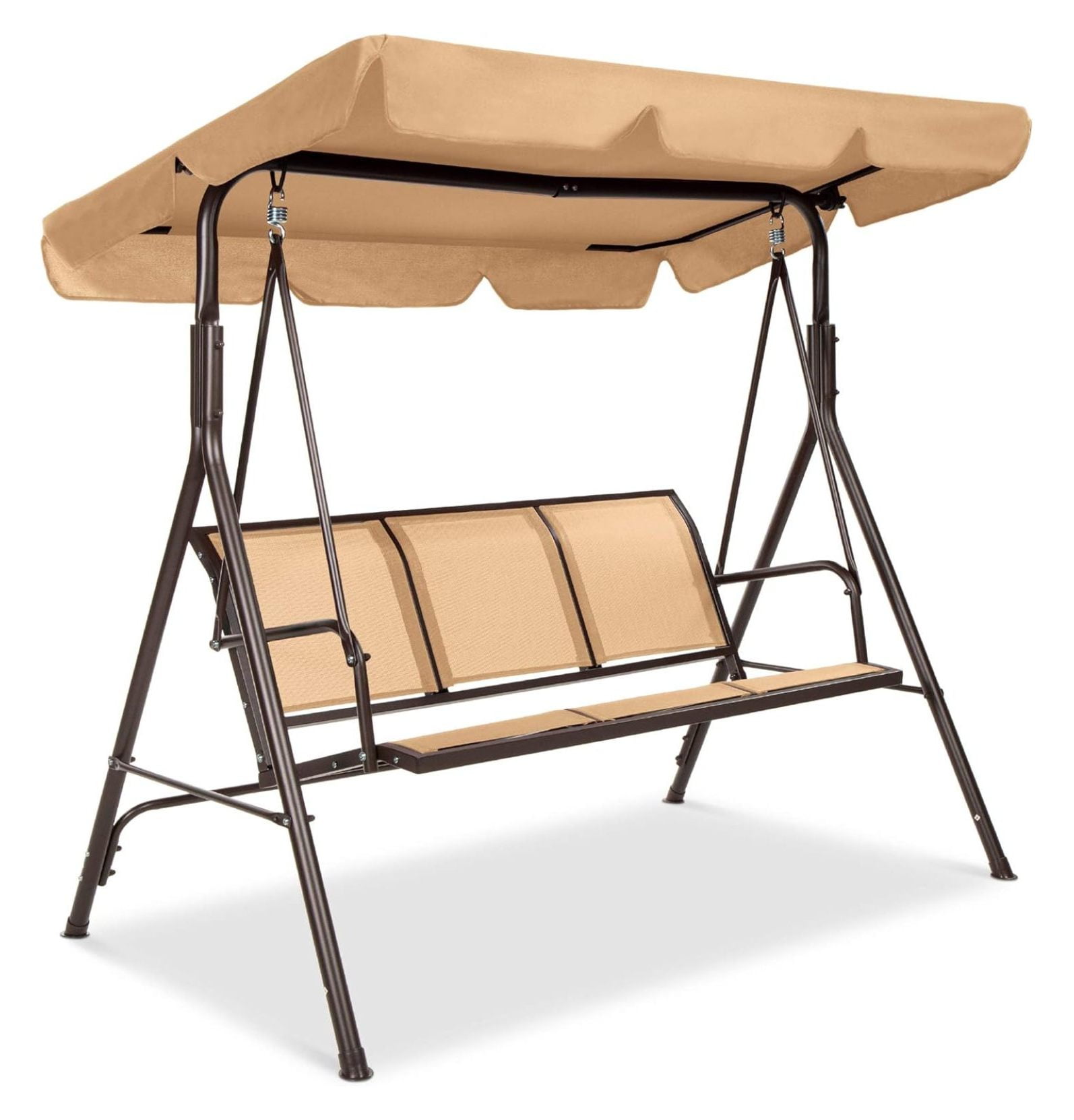 2-Seater Outdoor Adjustable Canopy Swing Glider, Patio Loveseat Bench ...