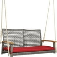 2Seater Outdoor Porch Patio PE Rattan Hanging Bench with and Strong