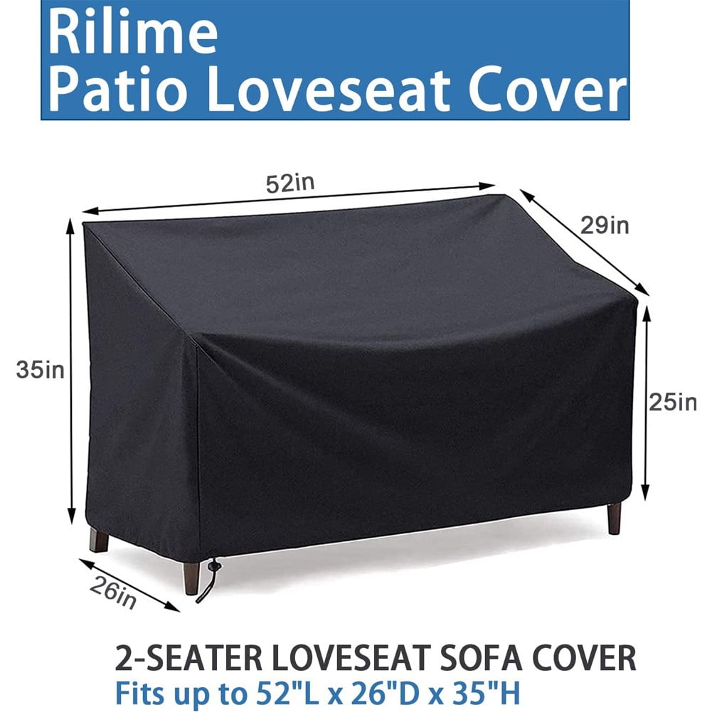 2-Seater Outdoor Sofa Cover, Waterproof Outdoor Couch Cover, Heavy Duty Patio Furniture Covers for Outdoor Seating, Windproof Patio Sofa Covers for Winter