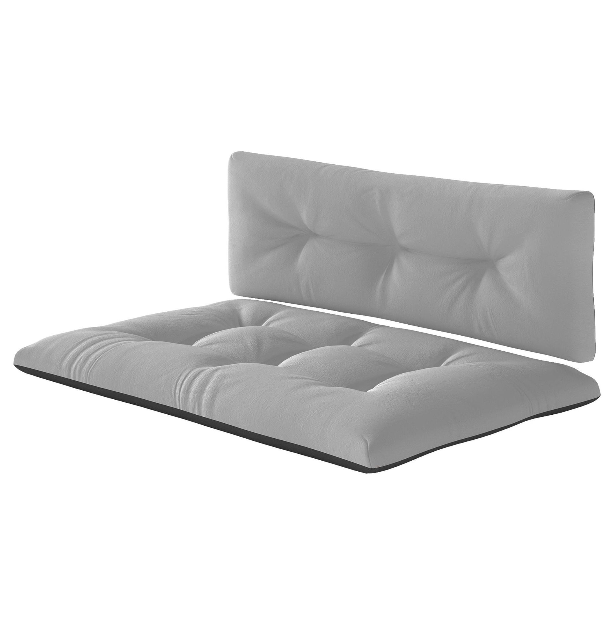 2 Seater Pallet Cushions Outdoor 3.9" Thick - Patio Furniture Replacement Cushions, Tufted Design, Light Gray