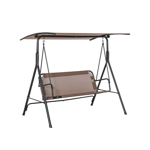 2-Seater Patio Porch Swing Chair Outdoor Adjustable Canopy For Garden Backyard