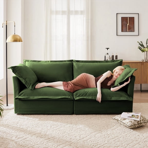 Modern Minimalist Chenille 2-Seater Sofa 85cm with Removable Cover and Sturdy Wood Frame