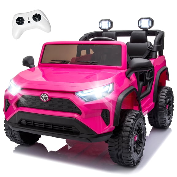 Licensed Toyota RAV4 24V 800W Ride On Toys, 4WD 2 Seater Ride On Car with Remote Control, Powered Toys Car w/ 4 Wheels Spring Suspension, Bluetooth, Music, 3 Speeds, Ages 3-8 - Pink