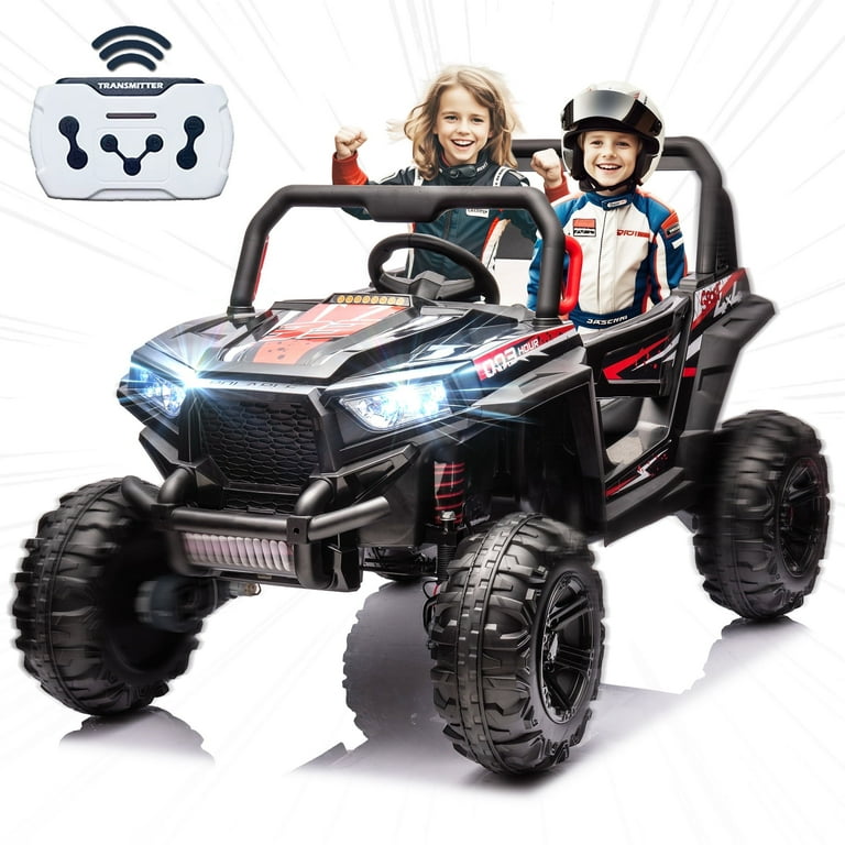Walmart 12V 2 Seater Electric Car 4WD Kids UTV Toy with LED Lights Bluetooth Remote Control Black Walmart