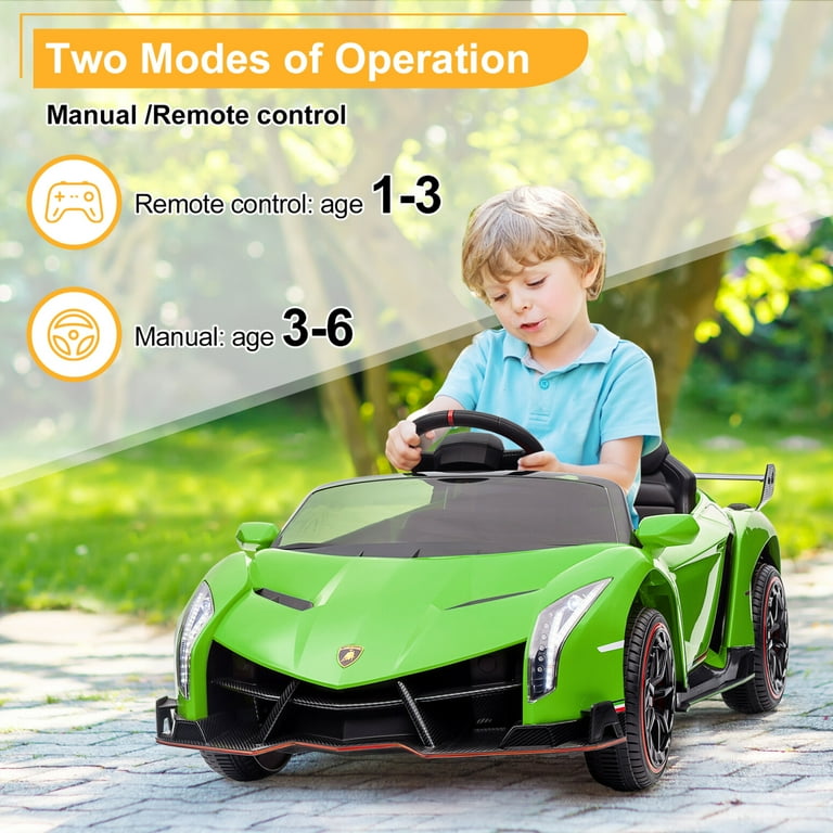Triple Tree 2 Seater 12V Electric Lamborghini Car with Remote Control and 4.3 mph Maximum Speed Walmart