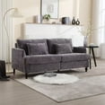 thumbnail image 1 of 2-Seater Sofa, Chenille Fabric Upholstered Loveseat Sofa with Rubber Wood Legs and Padded Cushion, Modern Sofa Couch for Living Room Bedroom Office, Gray, 1 of 7