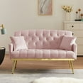 thumbnail image 1 of 2 Seater Sofa, Contemporary Design with Tufted Back & Seat (Light Pink), 1 of 8