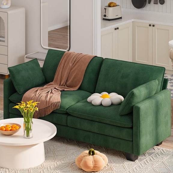 2-Seater Sofa Set for Bedroom, Noelse Comfy Cloud Love Seat Couch with Double Layer Upholstered Seat Cushion, Deep Seat Couch Sofa for Living Room Bedroom and Apartment, Green