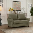 thumbnail image 1 of 2-Seater Sofa, Upholstered PU Leather Loveseat Sofa Chair with Storage Drawer, Wood Legs, Large Back, Nail Decoration, Modern Accent Sofa Couch for Living Room, Guest Room, Grey, 1 of 8