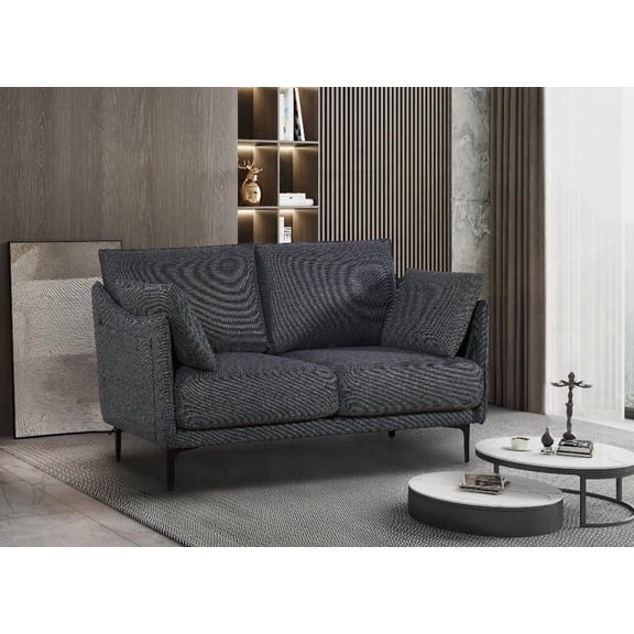 Modern Minimalist Fabric 2-Seater Sofa 220cm for Living Room, Bedroom, Office (Metal Legs)