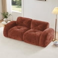 thumbnail image 1 of 2-Seater Tufted Sofa Couches with Boneless Sofa, Soft Velvet Fabric, Bottom Anti-Slip Design, 32D High Density Sponge, Ergonomic Design Bottom, No Assembly Required, Fits Living Rooms (Red), 1 of 11
