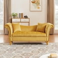 thumbnail image 1 of 2 Seater Velvet Loveseat with 2 Pillows in Beige, Small Sofa Couch, Couches with Storage Space for Living Room, Upholstered Button Tufted Nailhead Trimming Rolled Arm and Metal Legs, 1 of 8