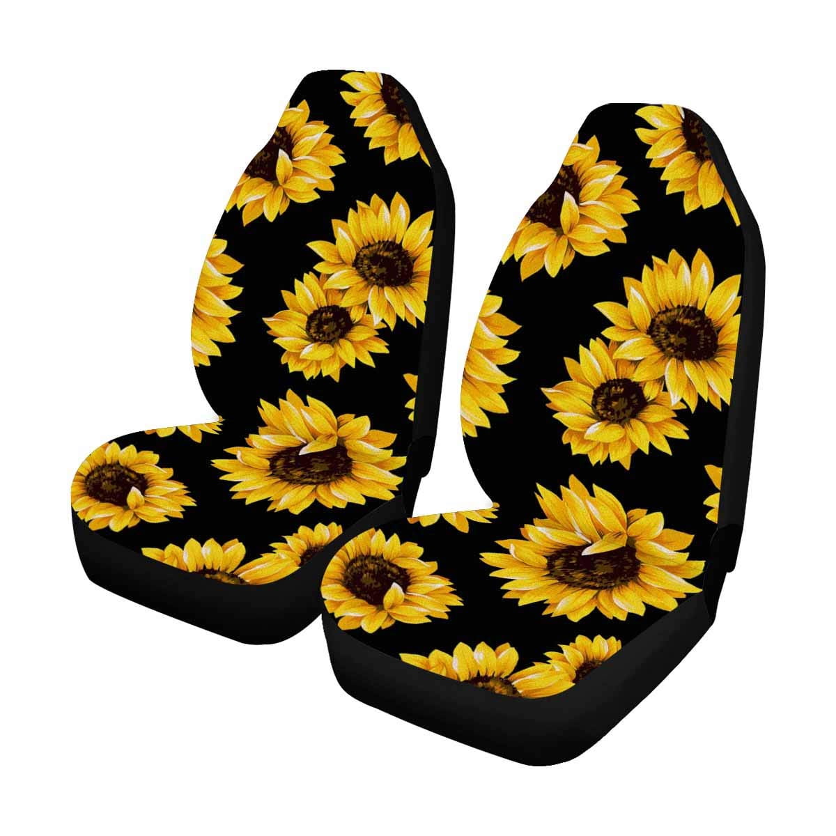 2 Seats Car Seat Cover Sunflower Printed Four Seasons Universal Car