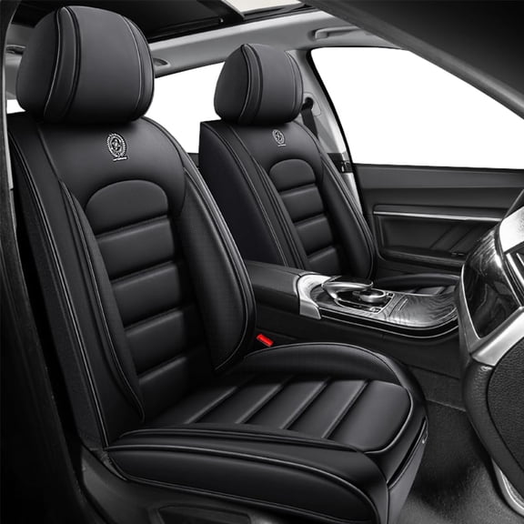 2-Seats Car Seat Covers for 95% Jeep Models Leather Auto Vehicle Seat Cushions Waterproof Seat Cover Airbag Compatible(Classic&Black-Standard)