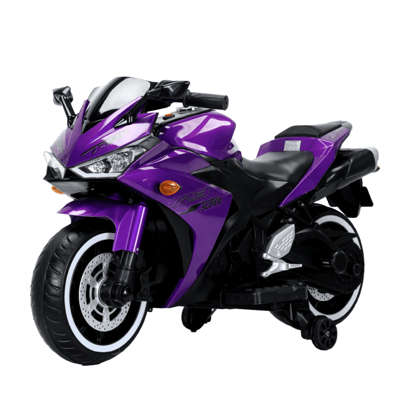 2 Seats Kids Motorcycle, 12V Ride On Electric Motorcycle, Kids Motorbike with USB, Bluetooth, Light, Storage Box, Motorcycle for Kid Aged 3+ (Purple)