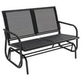 thumbnail image 1 of 2 Seats Outdoor Glider Bench Patio Glider Swing Chair with Powder Coated Steel Frame and Breathable Seat Fabric Outdoor Loveseat, Black, 1 of 6