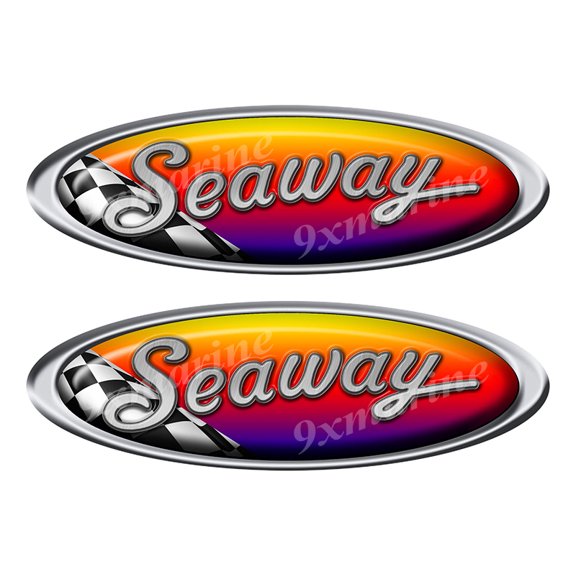 2 Seaway Red Racing Oval Stickers