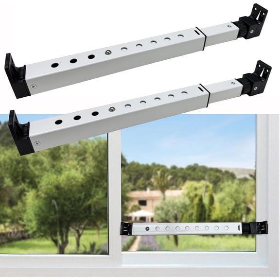 2-Section Upgrade Window Security Bar 2 Pack with Child-Proof Anti-Lift Lock, Easy Install for Single Hung Windows or Narrow Patio Doors, Extendable (16-7/8" to 29-7/8"), 2 Pack