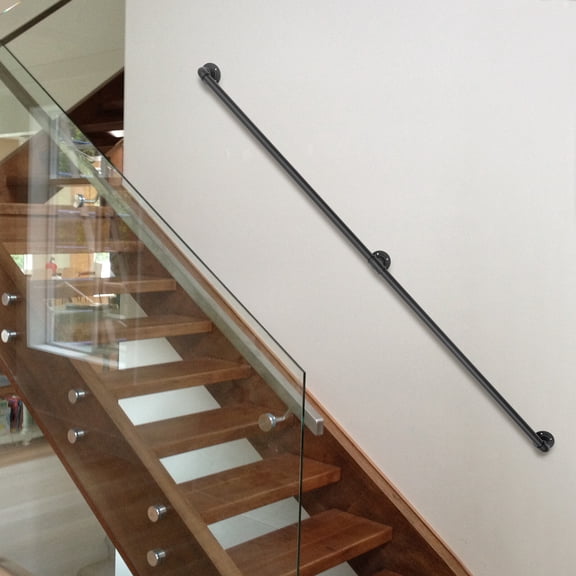 2 Sections Indoor Outdoor Handrail Stair Rail Metal Sturdy Load-Bearing Capacity Handrail Stairs with Threaded Interface