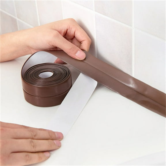 Under $2 Self Adhesive Seal Tape, 125" Pvc Self-Adhesive Caulk Tape, Waterproof Sealant for Kitchen/Bathroom Corners, Waterproof Caulk Tapeself, Brown, by Goohae