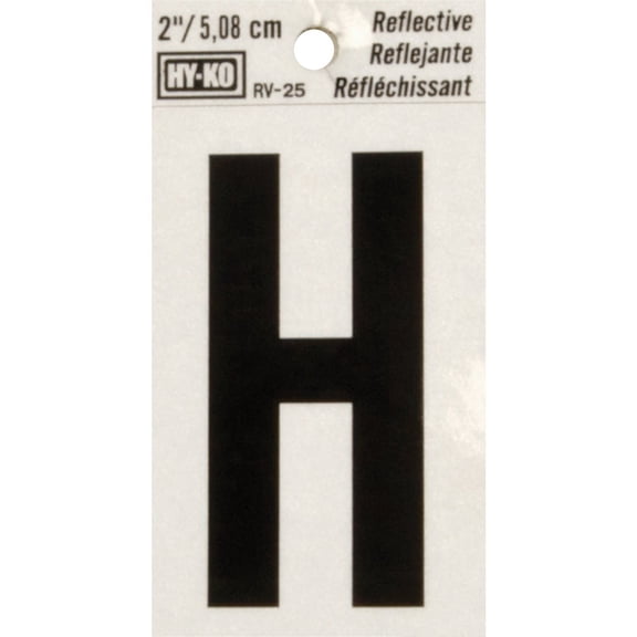 2" Self Stick Reflective Letter Number [Set of 10] Letter: H
