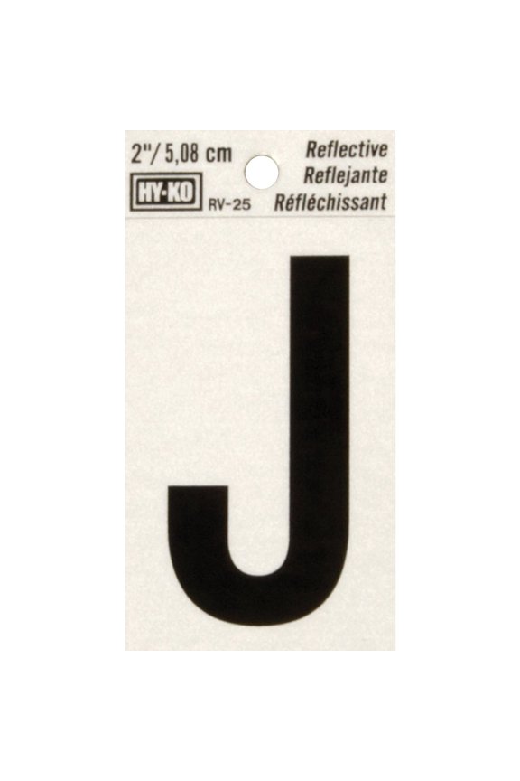 Self Stick Reflective Letter Number [Set of 10] Letter: J