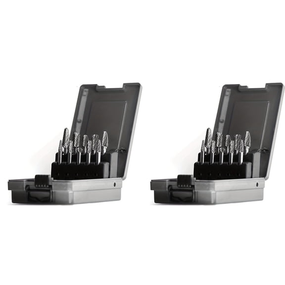 2 Set 1/4 Carbide Burr Kit 1/4 Shank Die Grinding Bit Drill Bit for Metal Rotary Tool File Welding Wood Stone Deburring