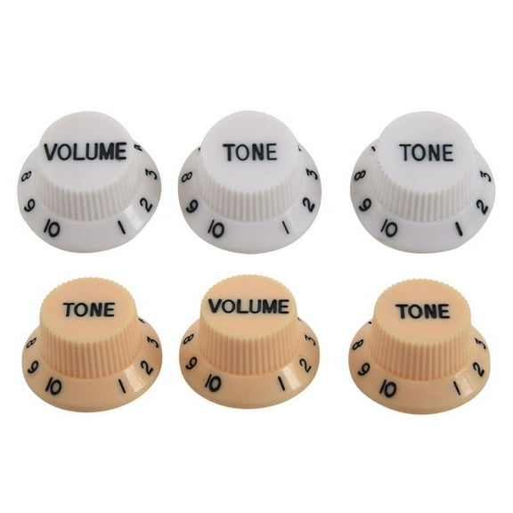 2 Set 1 Volume & 2 Tone Guitar Control Knobs, for Fender Strat Style Guitar - 1 Set Cream& 1 Set White+Black