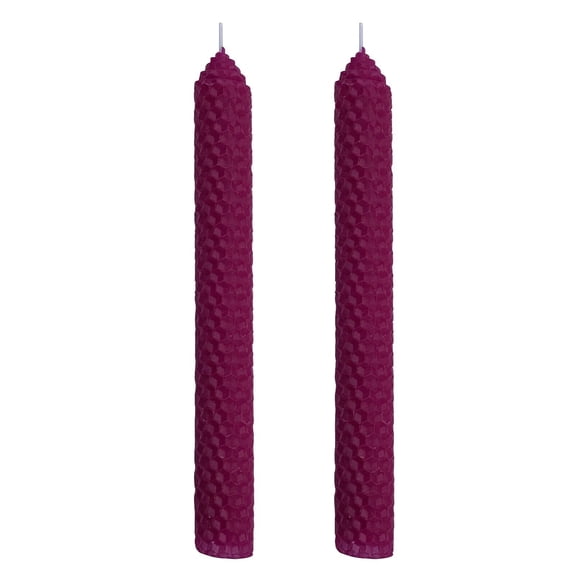 2 Set 100% Pure Natural Handmade Beeswax Honeycomb Hand Rolled Unscented Tapers Candles (1" x 8") Purple