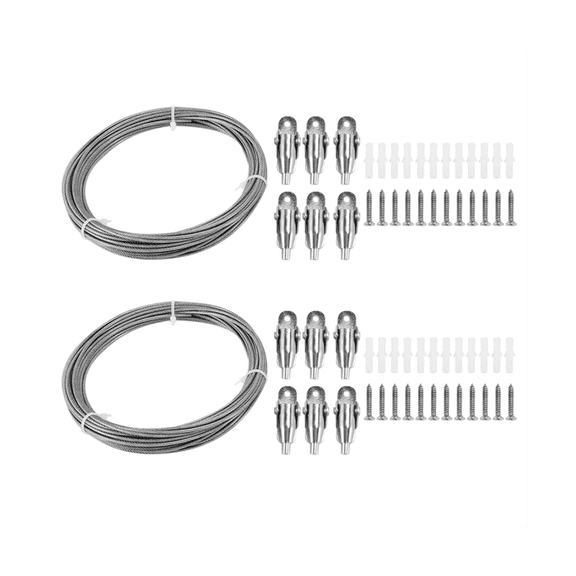 2 Set 10M Stainless Steel Wire Rope Coated Cable Adjustable Curtain Lamp Suspension Picture for Hanging