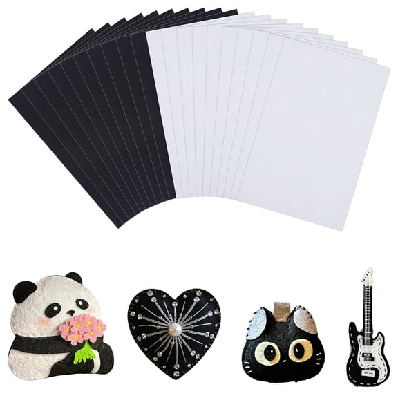 2 Set 10Pcs Wool Felt Fabrics Rectangle Black 297x200x0.7mm