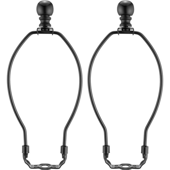 2 Set 12 Inch Lamp Shade Harp Holder with Light Base and Ball Lamp Finial for Table and Floor Lamps (Bronze)