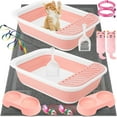 thumbnail image 1 of 2 Set 14 Pcs Cat Kitten Starter Kit Foldable Cat Litter Box with Shovel Small Litter Pan Collapsible Cat Toilet Paw Litter Mat Cat Collars Cat Bowls Cat Toys Teaser Stick for Beginner(Pink), 1 of 7