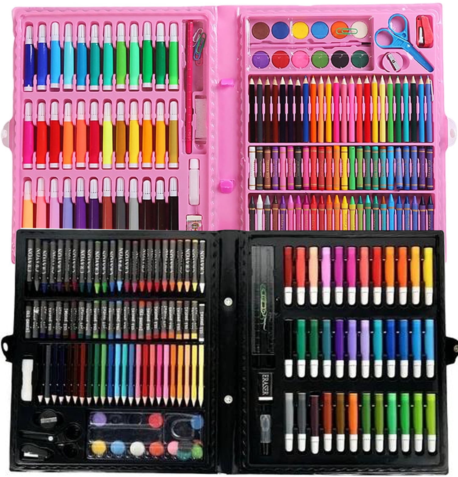 2 Set 150 Piece Kids Art Set,Bexikou Painting Kits for Kids Ages 4-12,Art Supplies for Girls & Boys,Drawing Set with Watercolor, Oil Pastels, Markers,Crayon,Colour Pencils