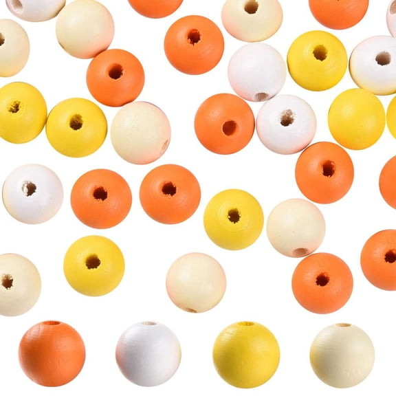 2 Set 160Pcs 4 Colors Farmhouse Country and Rustic Style Painted Natural Wood Beads with Waterproof Vacuum Packing 16mm Hole: 4mm 40pcs/color