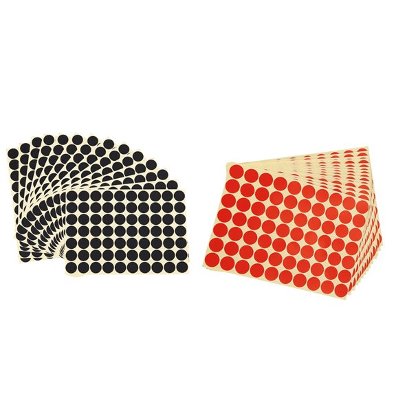 2 Set 19Mm Circles Round Code Stickers Self Adhesive Sticky Labels, Black & Red,2 Set * 19mm Code Dot Stickers,black & red
